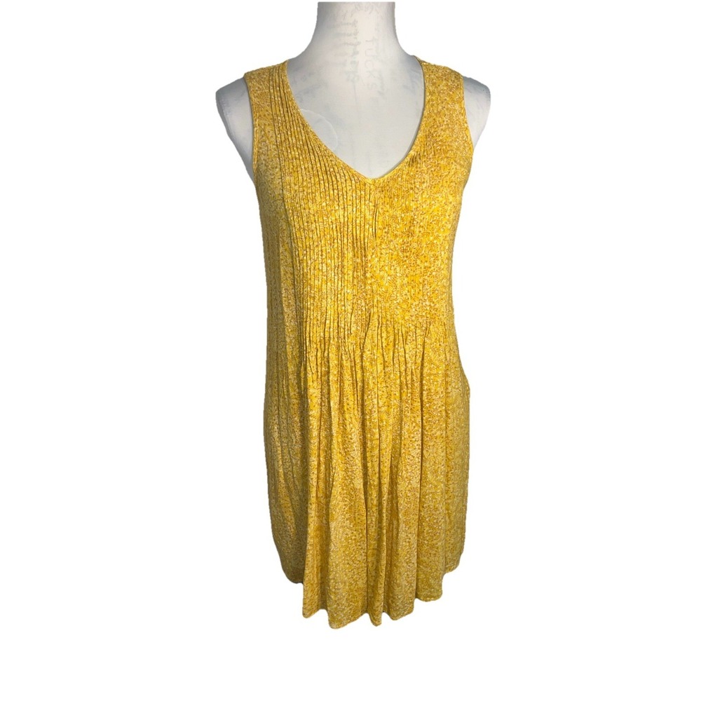 Old Navy Pleated Sleeveless Yellow Floral Pixie Print Mini Summer Dress Size‎ Sm